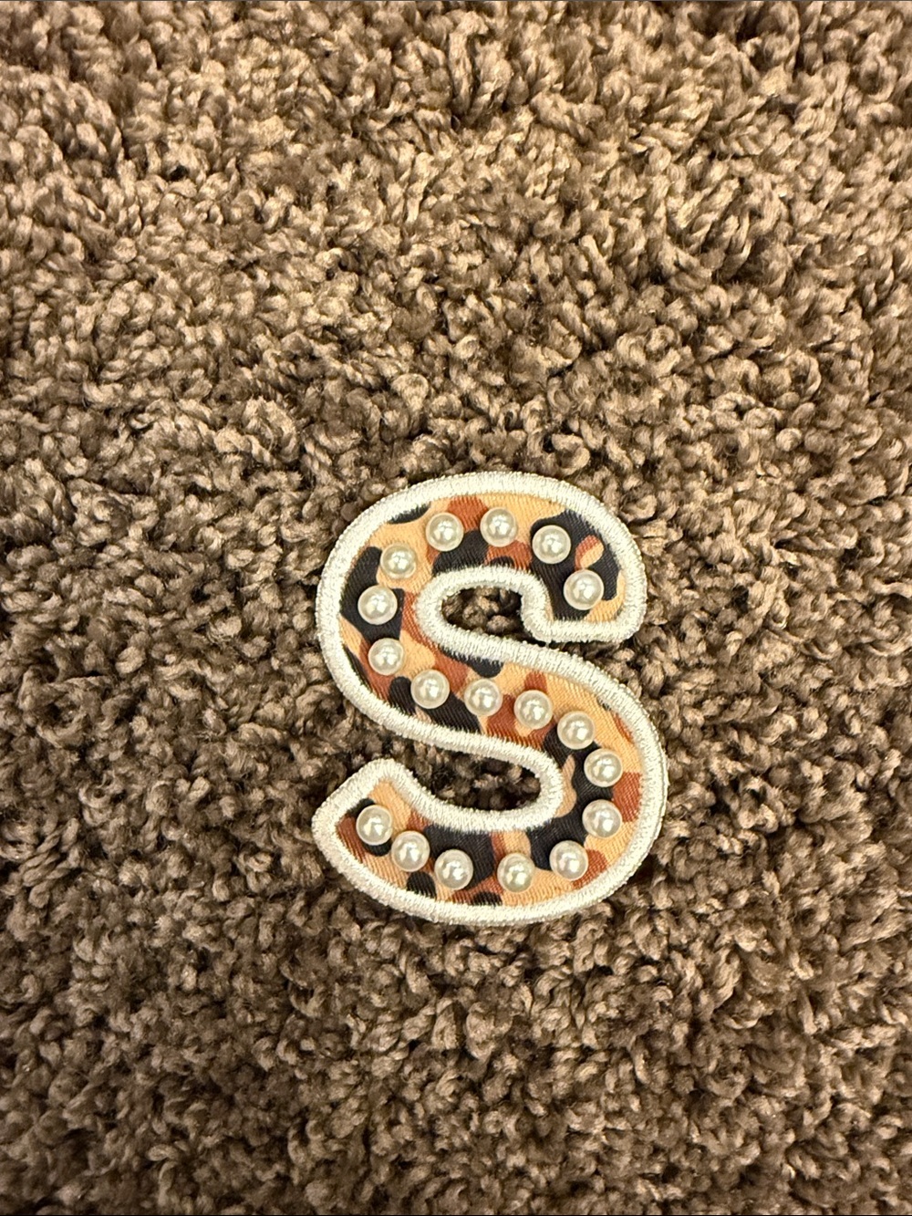 New stoney clover lane animal print letter S pearl patch